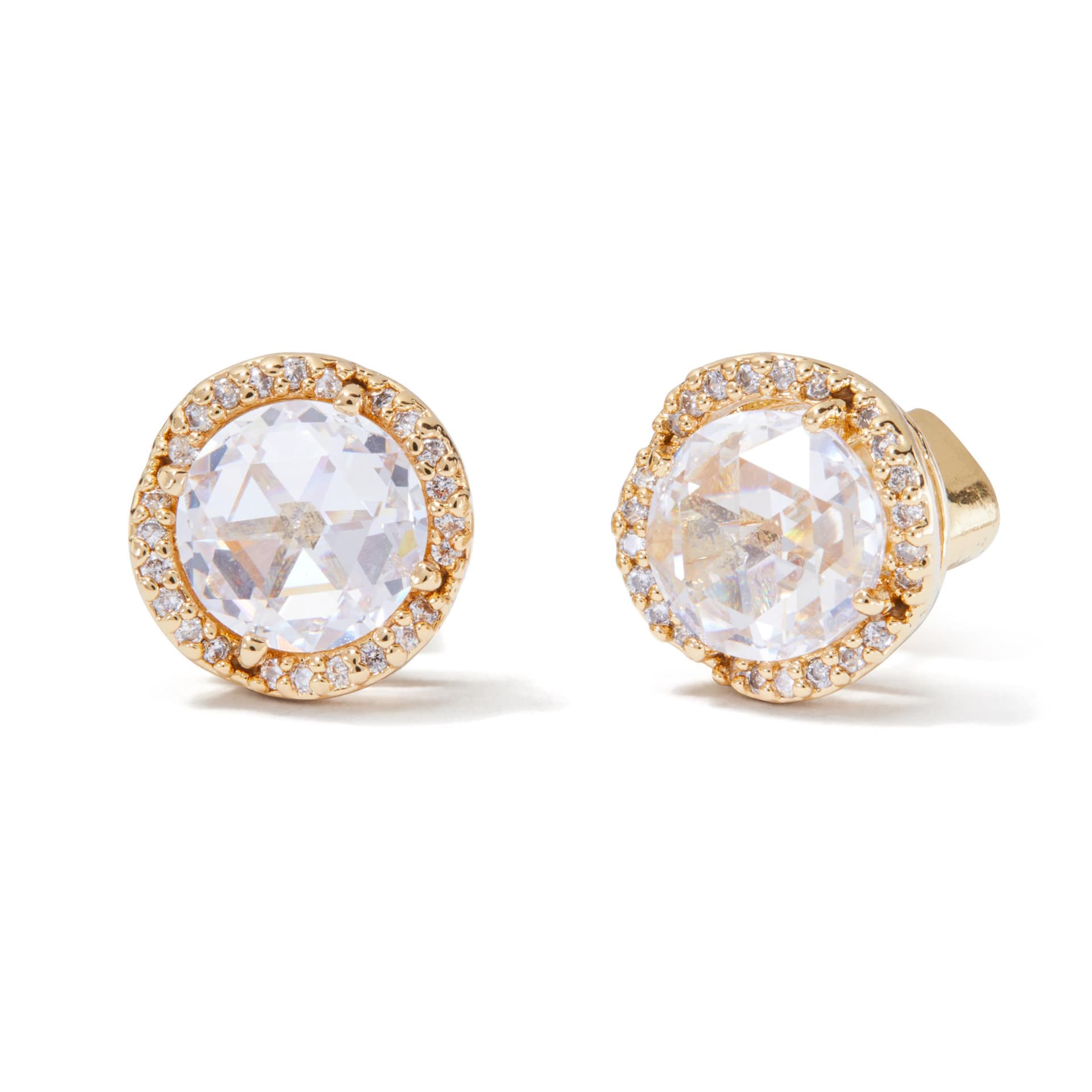 That Sparkle Pave Round Large Studs - Clear, Gold