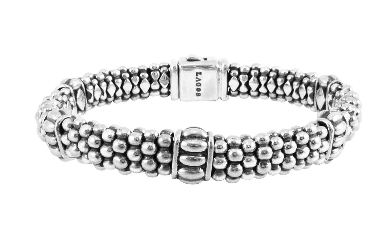 Signature Caviar Fluted Station Bracelet