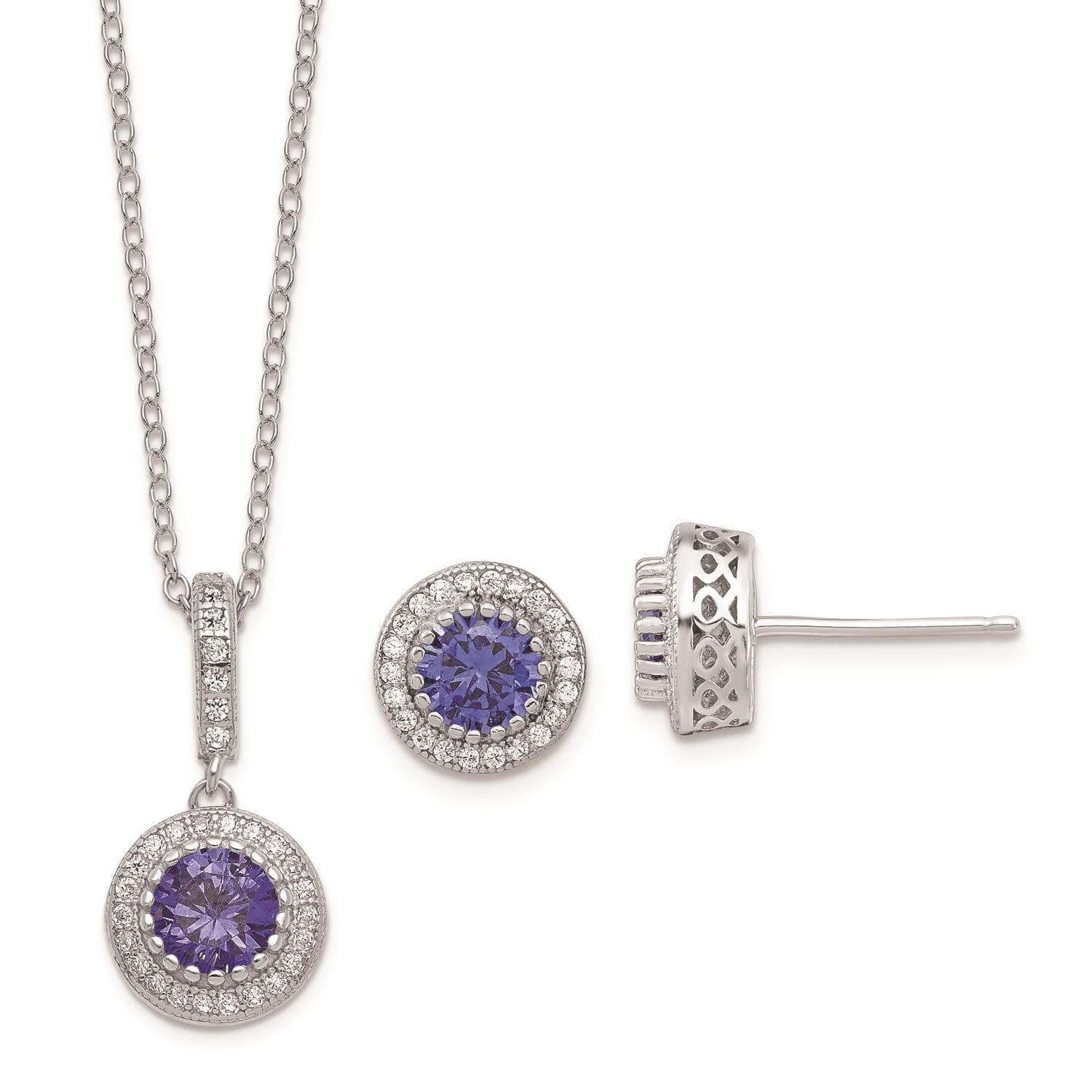 Sterling Silver Bluish CZ Necklace