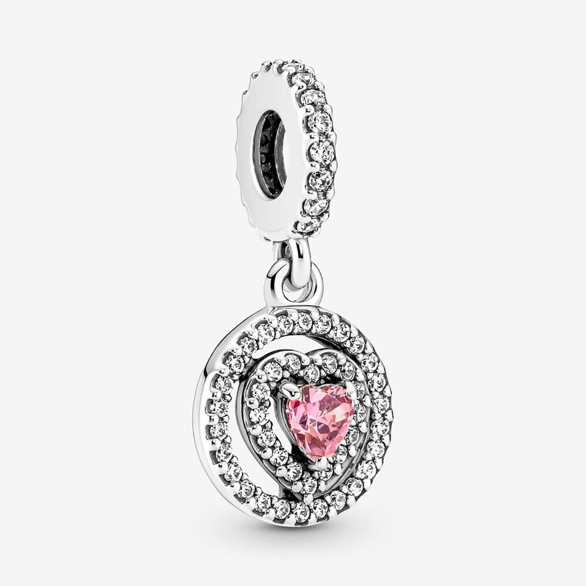 Double Halo Heart Dangle Charm