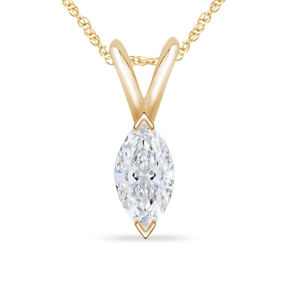 Marquise Shaped Pendant w/Chain Size 0.50ct