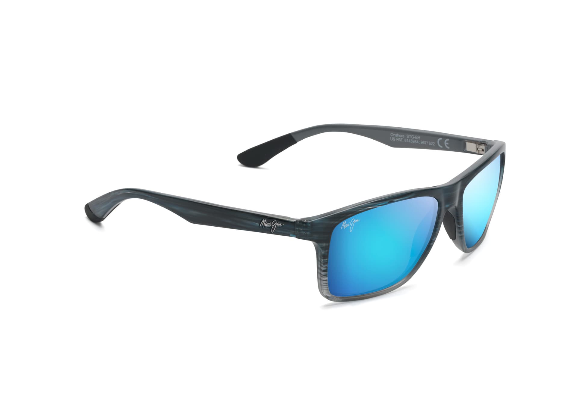 Onshore Polarized Sunglasses Blue Black Stripe Frame Blue Hawaii Lens