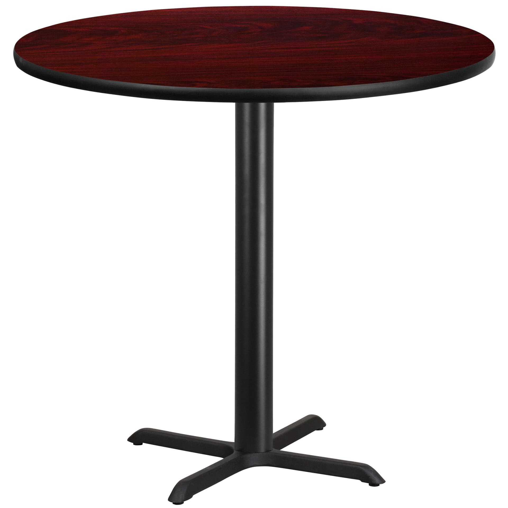 42" Round Mahogany Laminate Table Top with 33" x 33" Bar Height Table Base