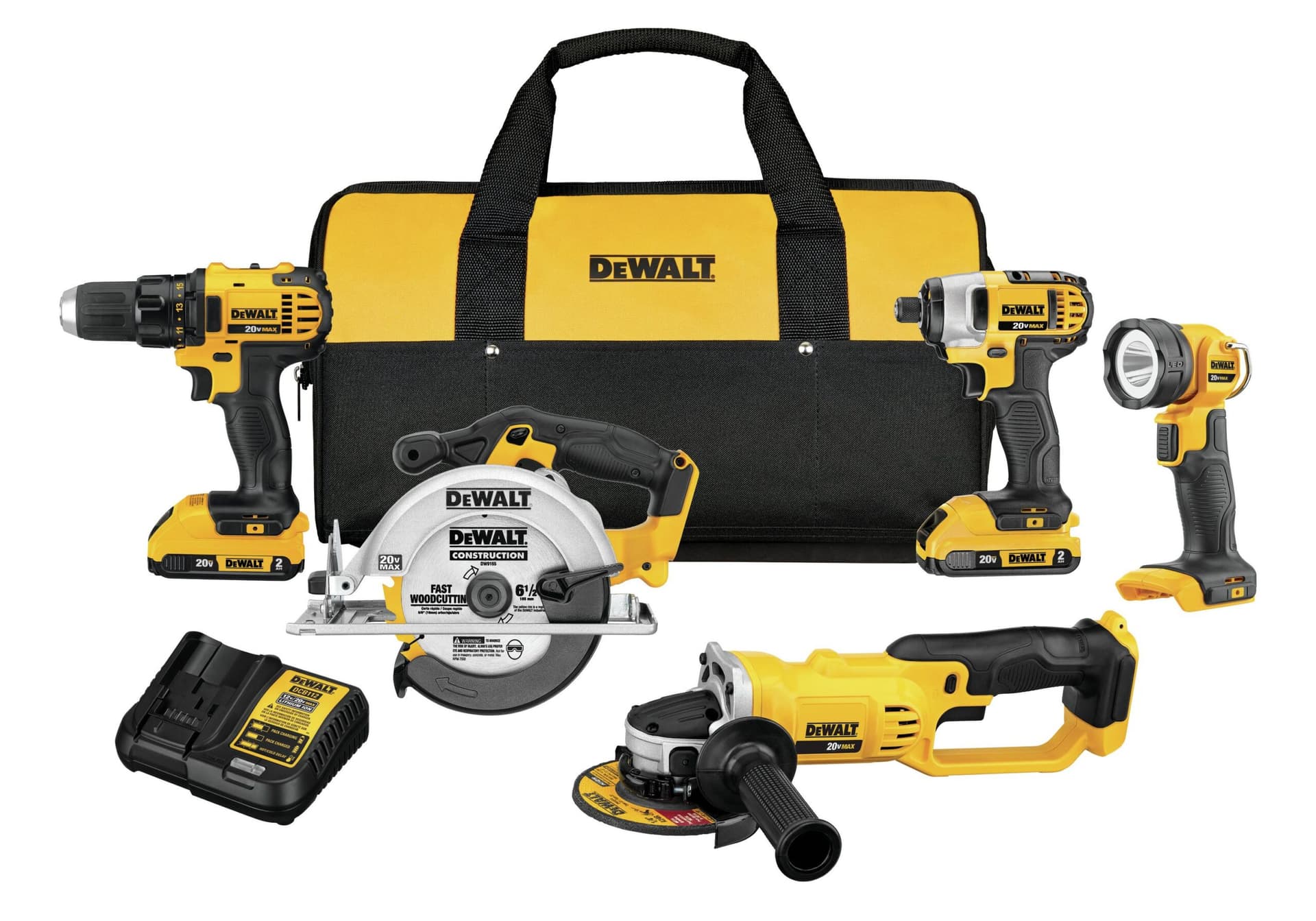 20V MAX Compact 5-Tool Combo Kit - Drill/Driver Impact Grinder Light Saw