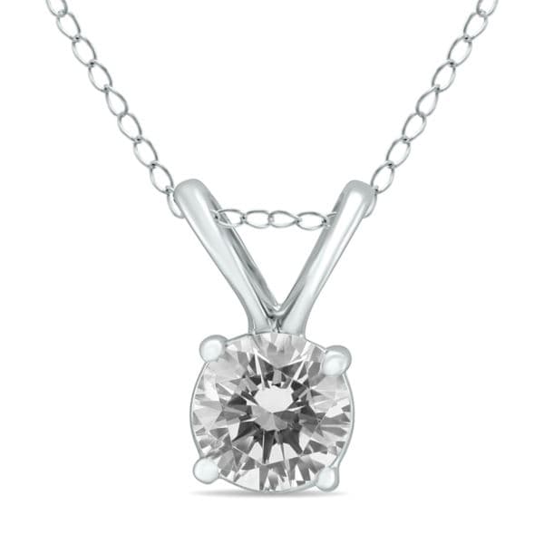 3/8 Carat Round Diamond Solitaire Pendan Size 18"