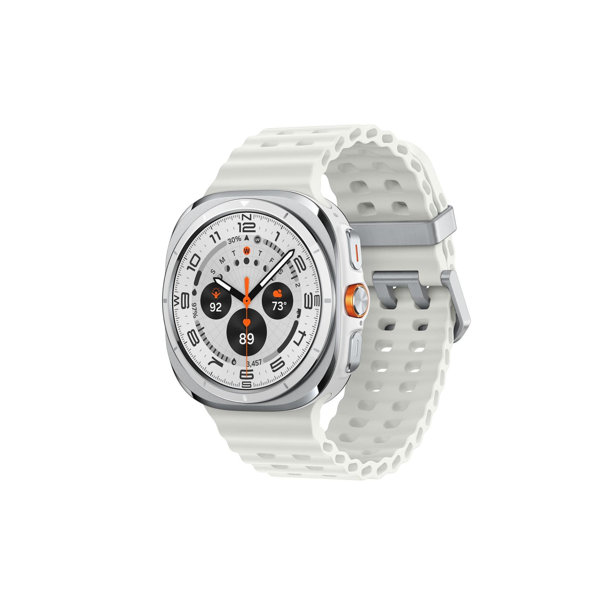 Galaxy Watch Ultra 47mm Titanium White w/ Orange Band