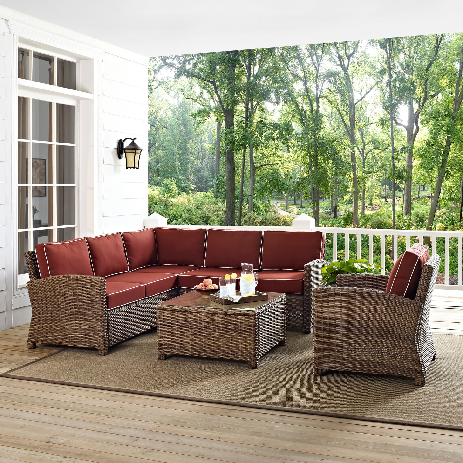 Bradenton 5Pc Wicker Outdoor Sectional Patio Furniture Set