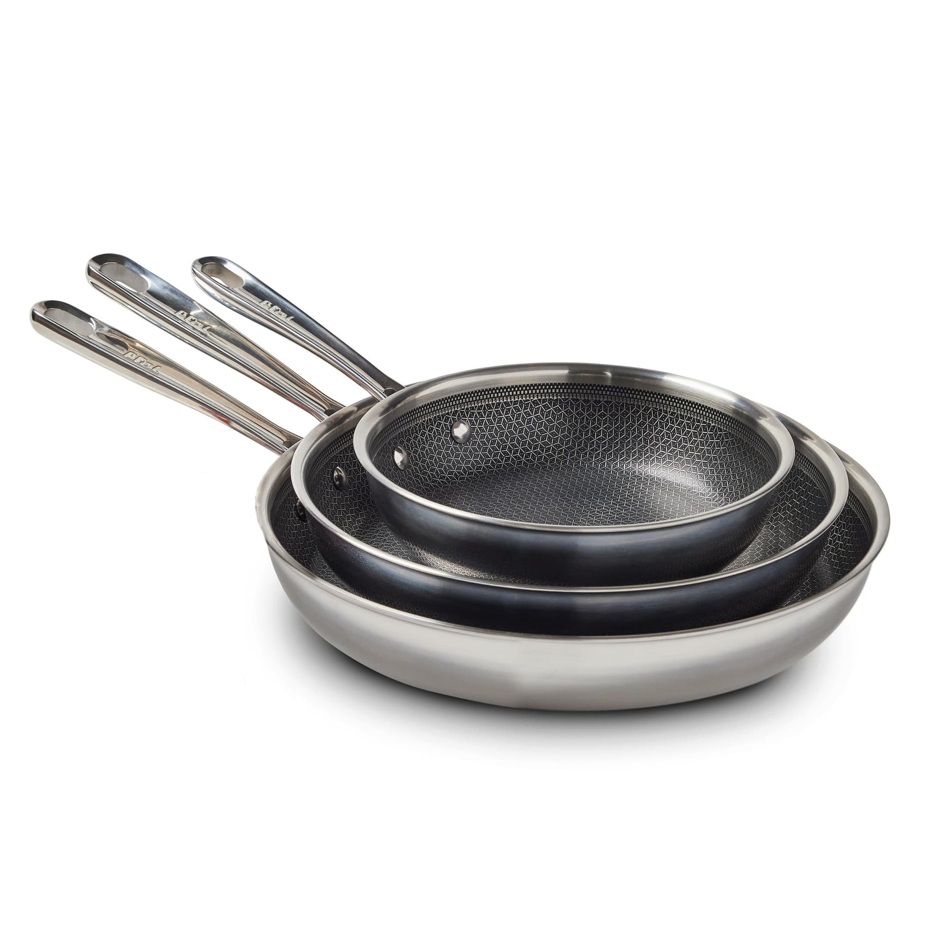 HybridMesh Stainless Steel 3-Piece Fry Pan Set