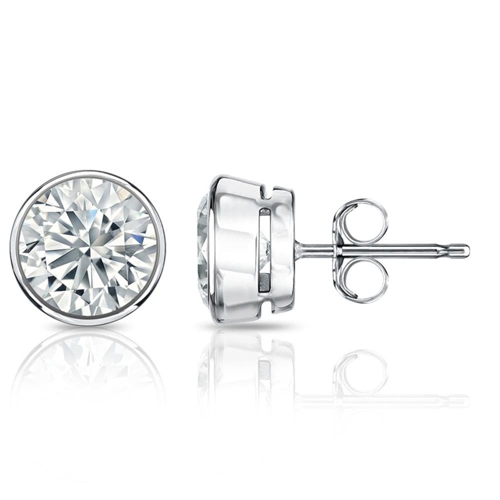 Bezel-Set Lab Grown Diamond Stud P-Back Size 1.00 TCW