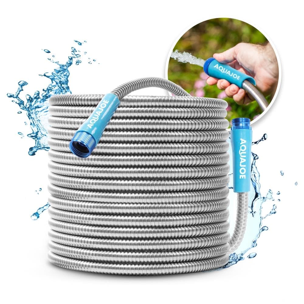 Stainless Heavy Duty Spiral Constructed Metal Garden Hose - 100Ft
