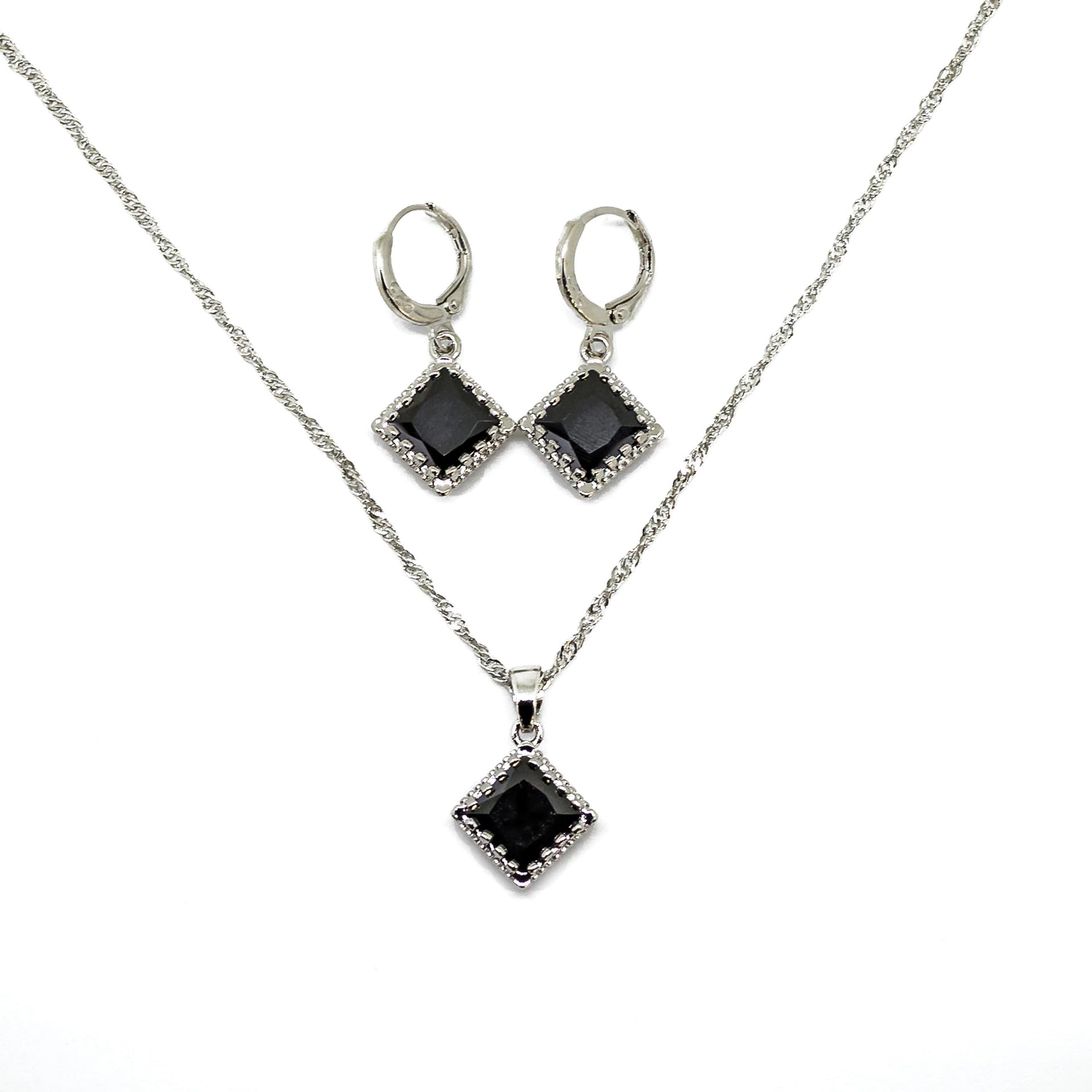 In Your Dreams Necklace and Earrings Set-Black