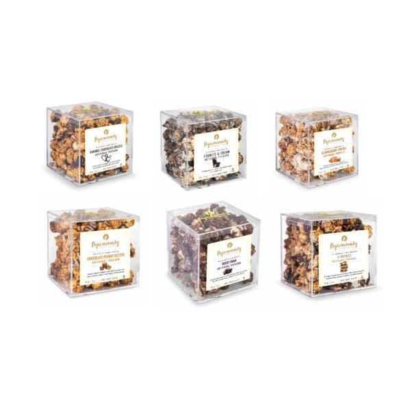 Popinsanity 6pk Popcorn in 4x4x4 Acrylic Gift Box - 6 Flavors