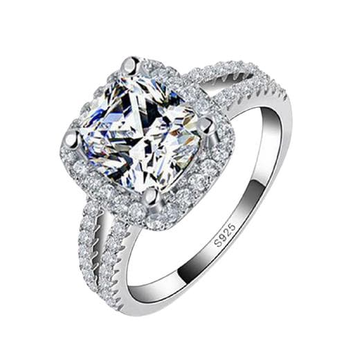 Latonia Cabella Sterling Silver 4 Ct. Cushion Cut CZ Split Shank Engagement Ring