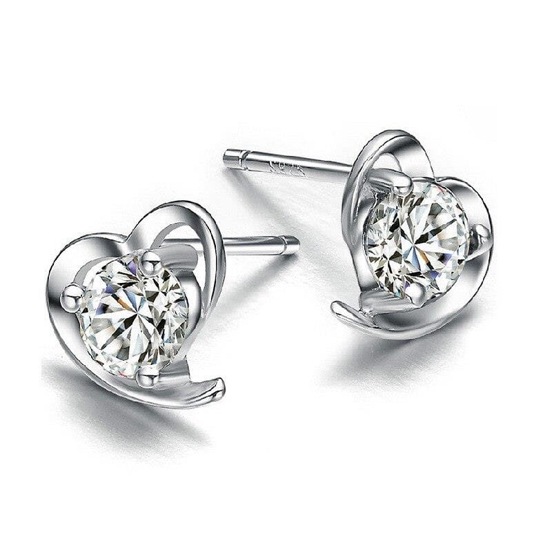 Silver CZ Heart Earrings