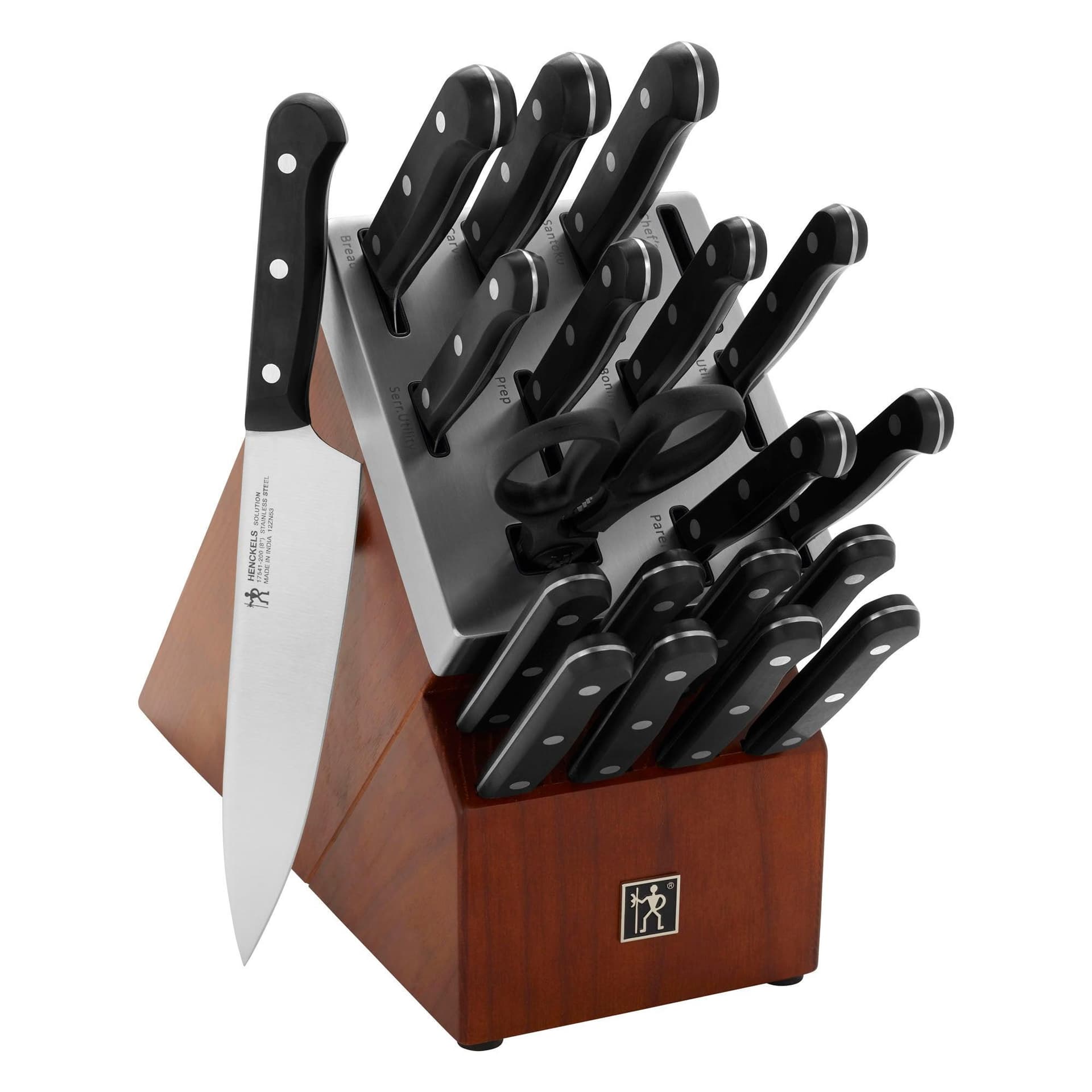 Solution 20pc Self-Sharpening Knife Block Set Brown