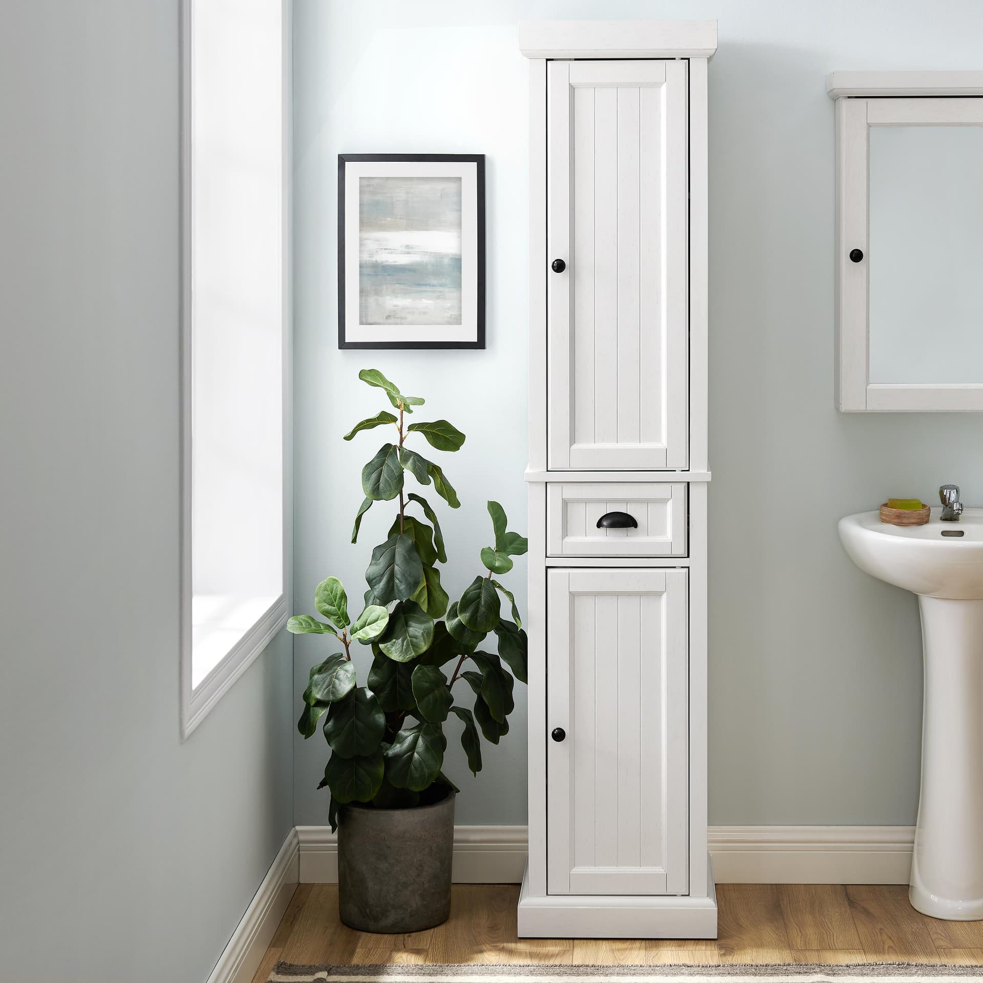 Seaside Tall Linen Storage Cabinet