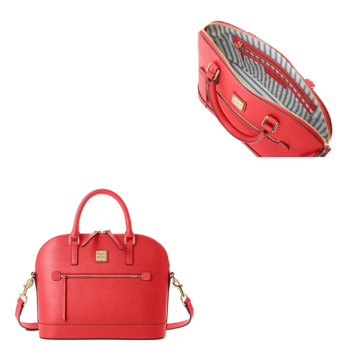 Saffiano Domed Zip Satchel