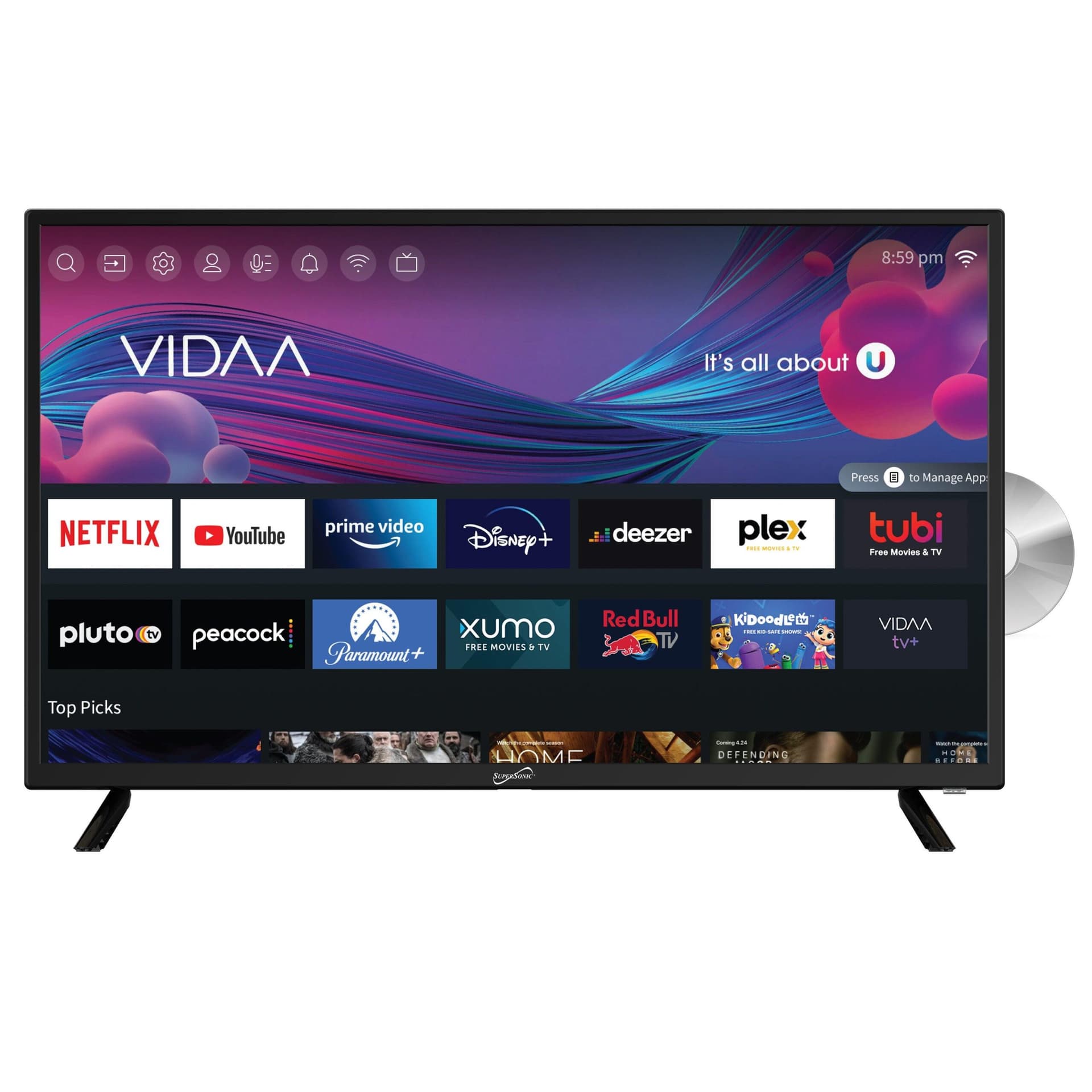 32"  VIDAA LED Smart HDTV w/ Built-in DVD Player
