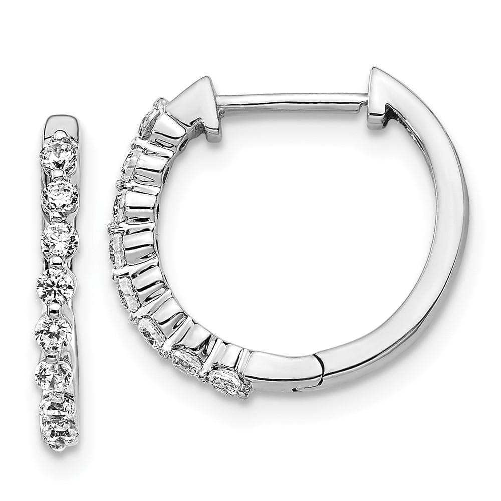 14K White Gold Lab Grown Diamond Hinged Hoop Earrings, .36ctw