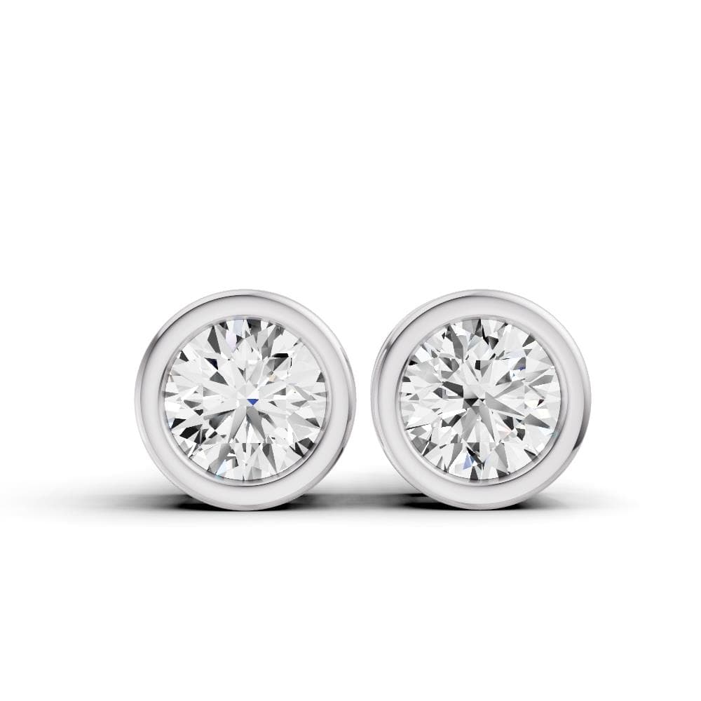 Lab Bezel Diamond Solitaire Earrings Size 1 CT