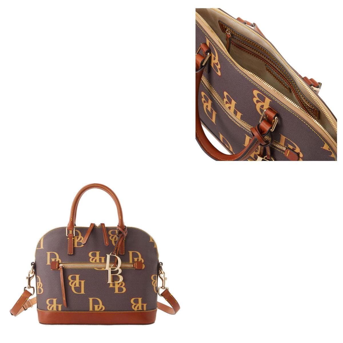 Monogram Domed Zip Satchel