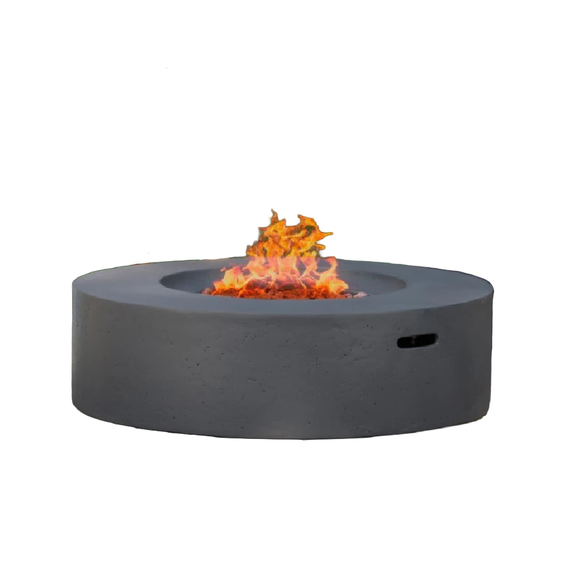 Circular Outdoor Gas Fire Pit Table w/Tank Holder - Dark Grey