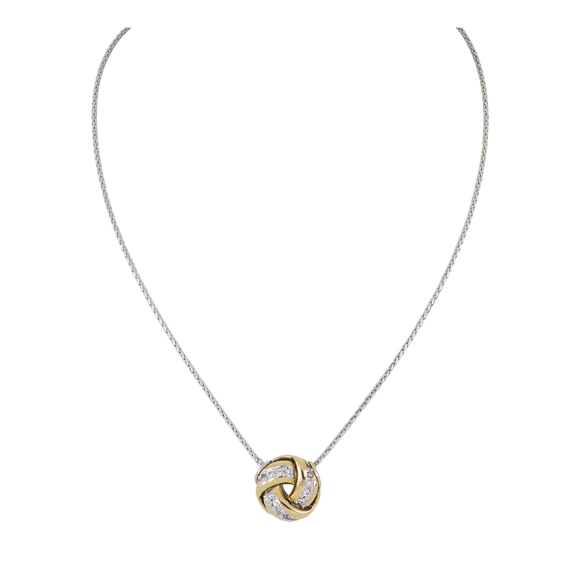 Infinity Knot Pave Slider Necklace. 16-18" chain. Pendant 3/4".