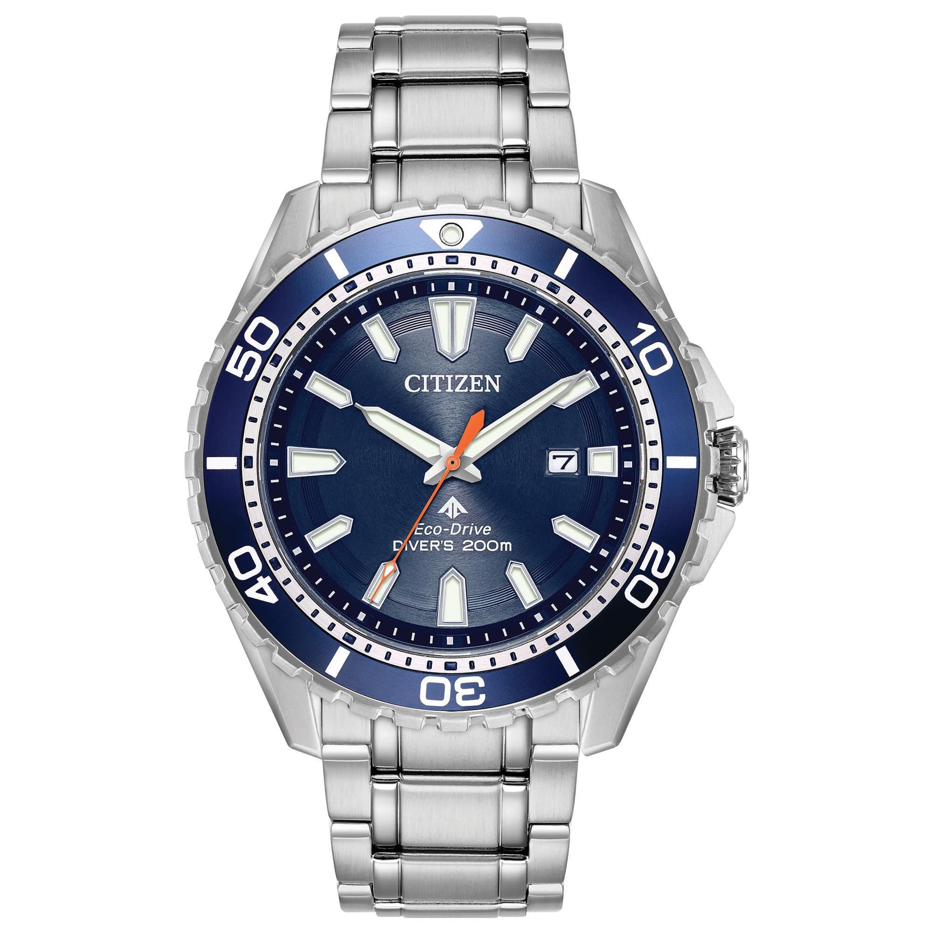 Mens Promaster Diver Eco-Drive Silver-Tone Watch Azure Blue Dial