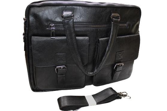 Black Leather Commuter Briefcase
