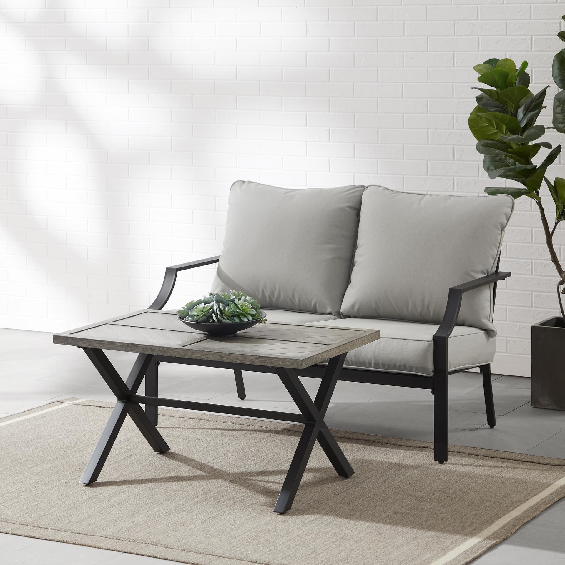Otto 2Pc Outdoor Loveseat Patio Furniture Set