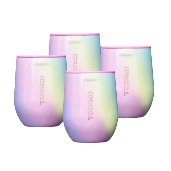 12oz Stemless - Rainbow Unicorn, 4 Pack