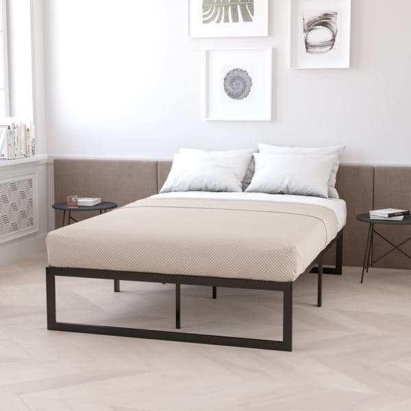 14" Queen Platform Bed Frame & 12" Mattress in a Box - No Box Spring Required