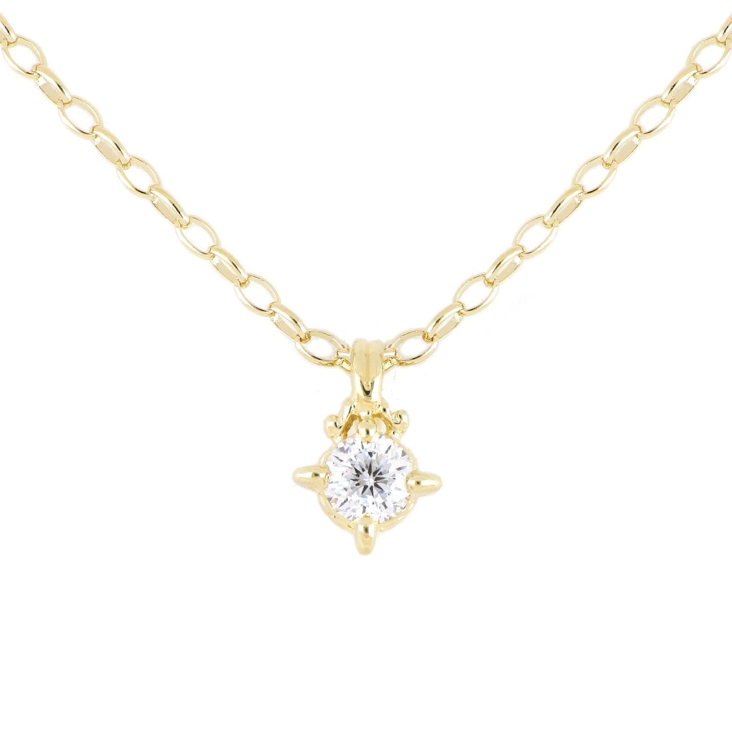 Diamante 3/4 Carat CZ 102 Facets Necklace - Gold.16"L. Lobster claw clasp closure.