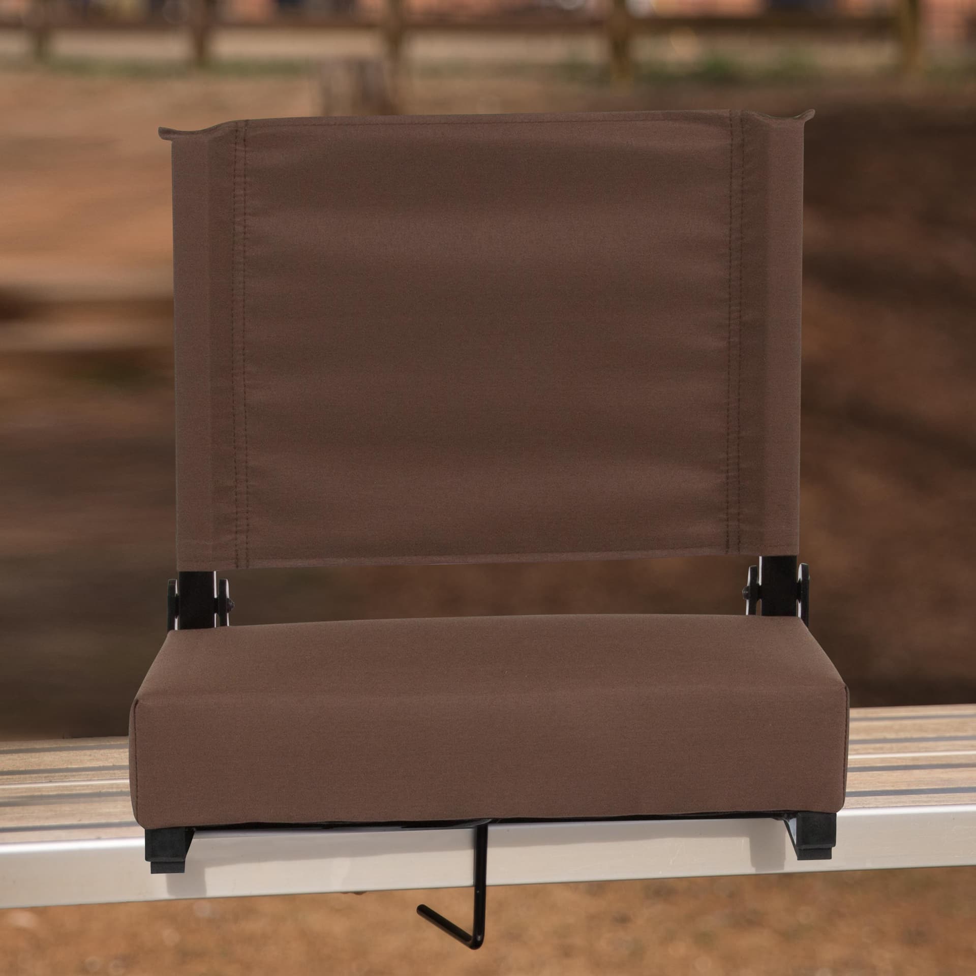500 lb. Rated Lightweight Stadium Chair-Handle-Padded Seat, Brown