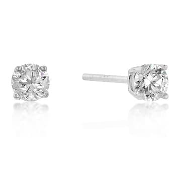 Sterling Silver 7mm Round Cut Cubic Zirconia Stud  Earrings