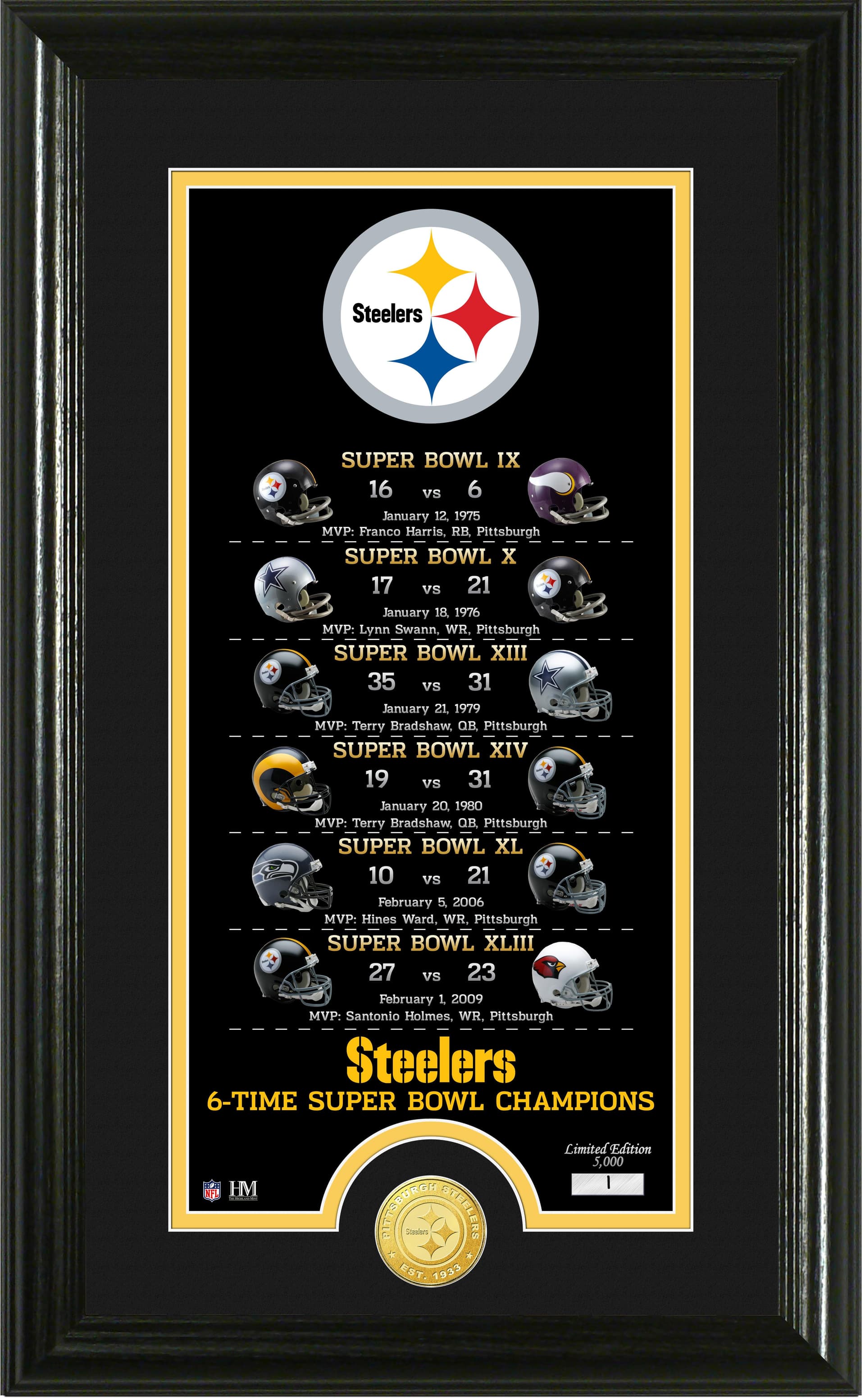 Pittsburgh Steelers "Legacy" Bronze Coin Photo Mint