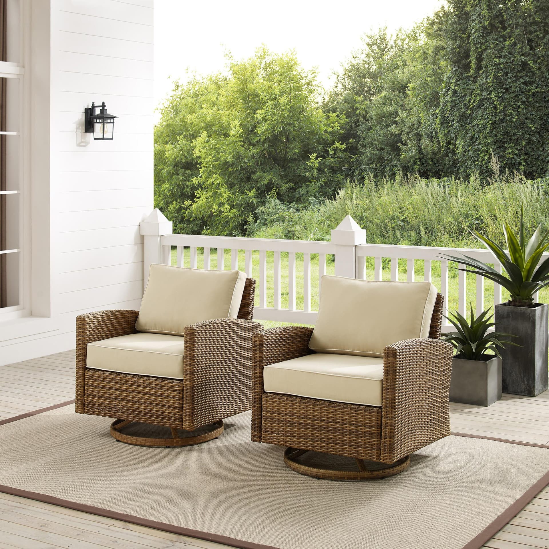 Bradenton 2Pc Wicker Swivel Rocker Outdoor Chair Set