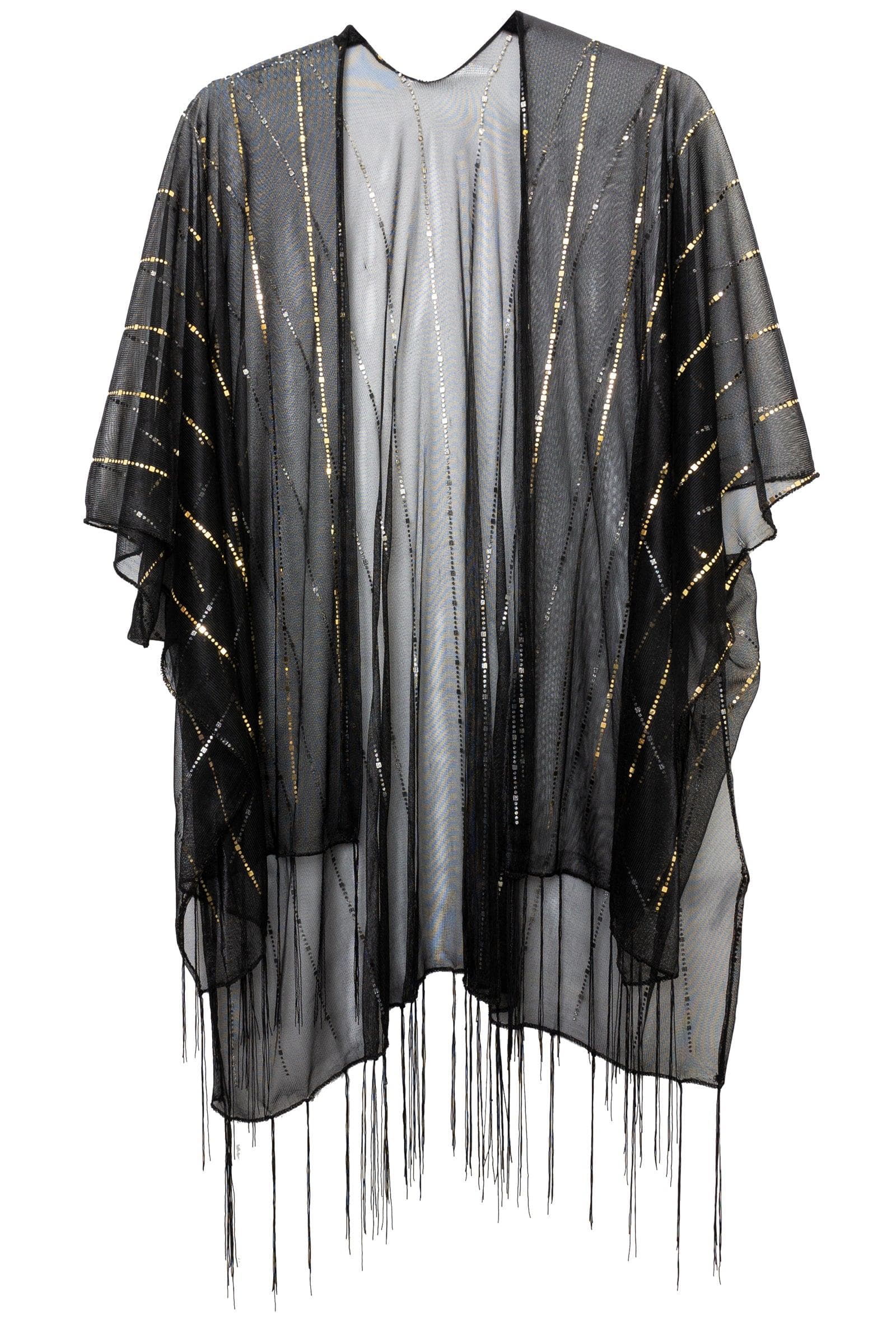 Solid Fringe and Stripe Holograms Kimono