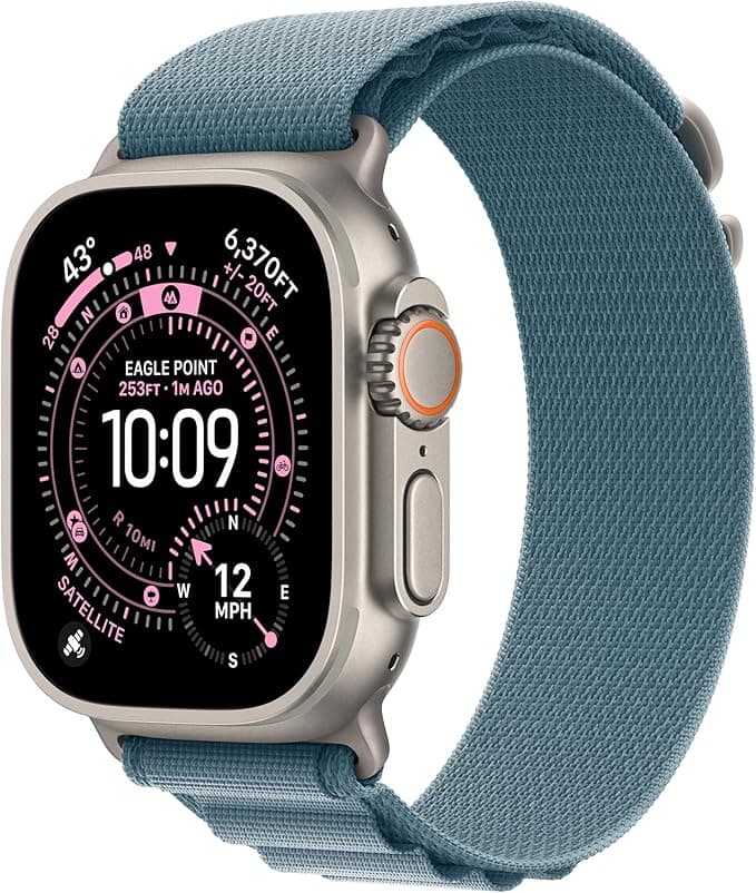 Apple Watch Ultra 3 GPS + Cellular 49mm Natural Titanium Case with Light Blue Alpine Loop - Large