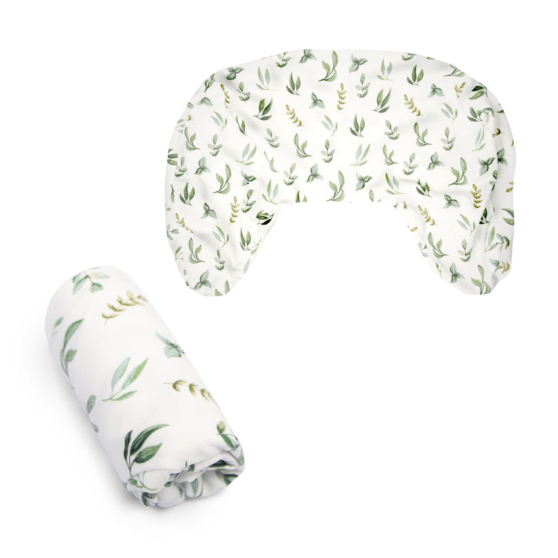 Boppy New Nursing Pillow Cotton Cover Organic Green Leaves