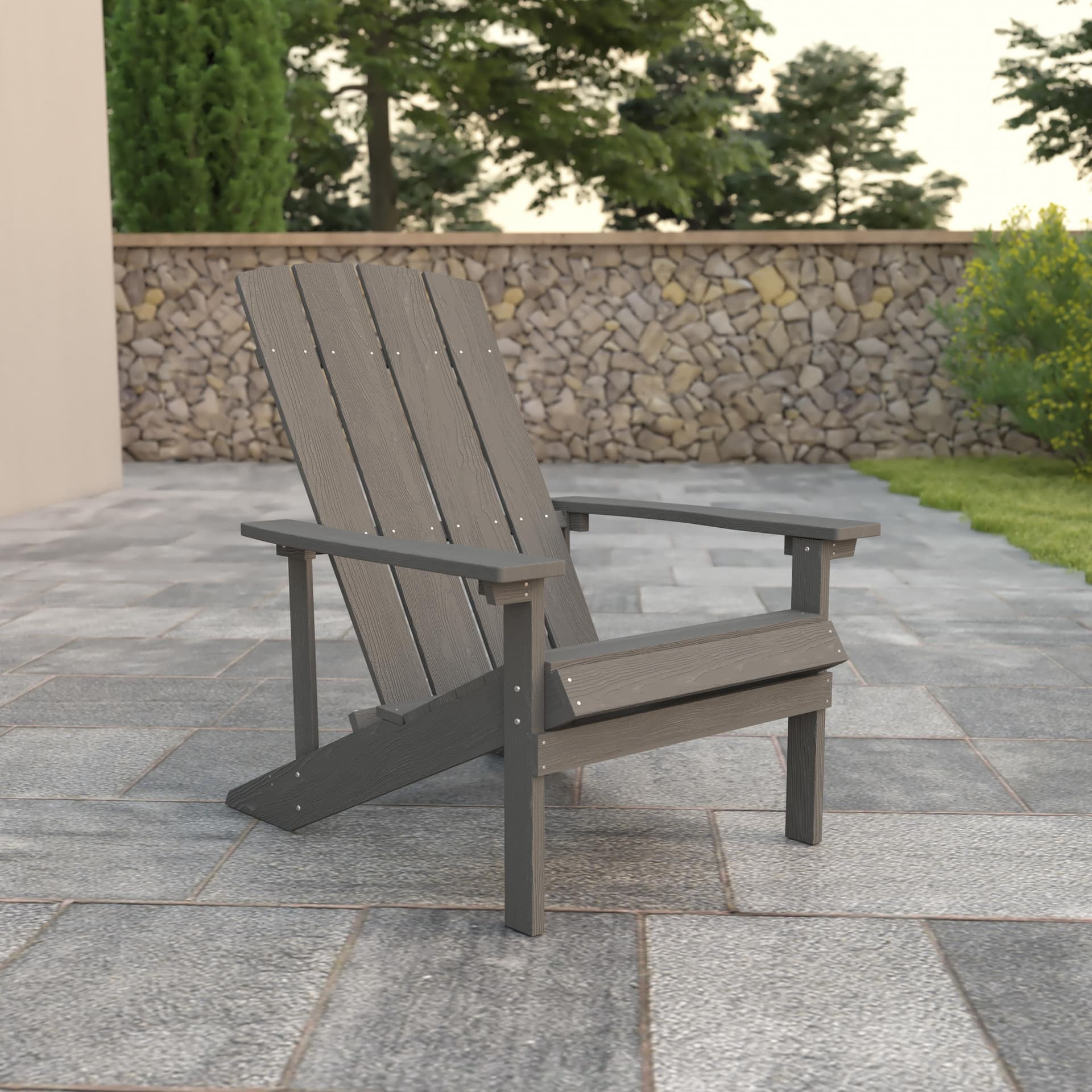 Outdoor Gray All-Weather Poly Resin Wood Adirondack Chair