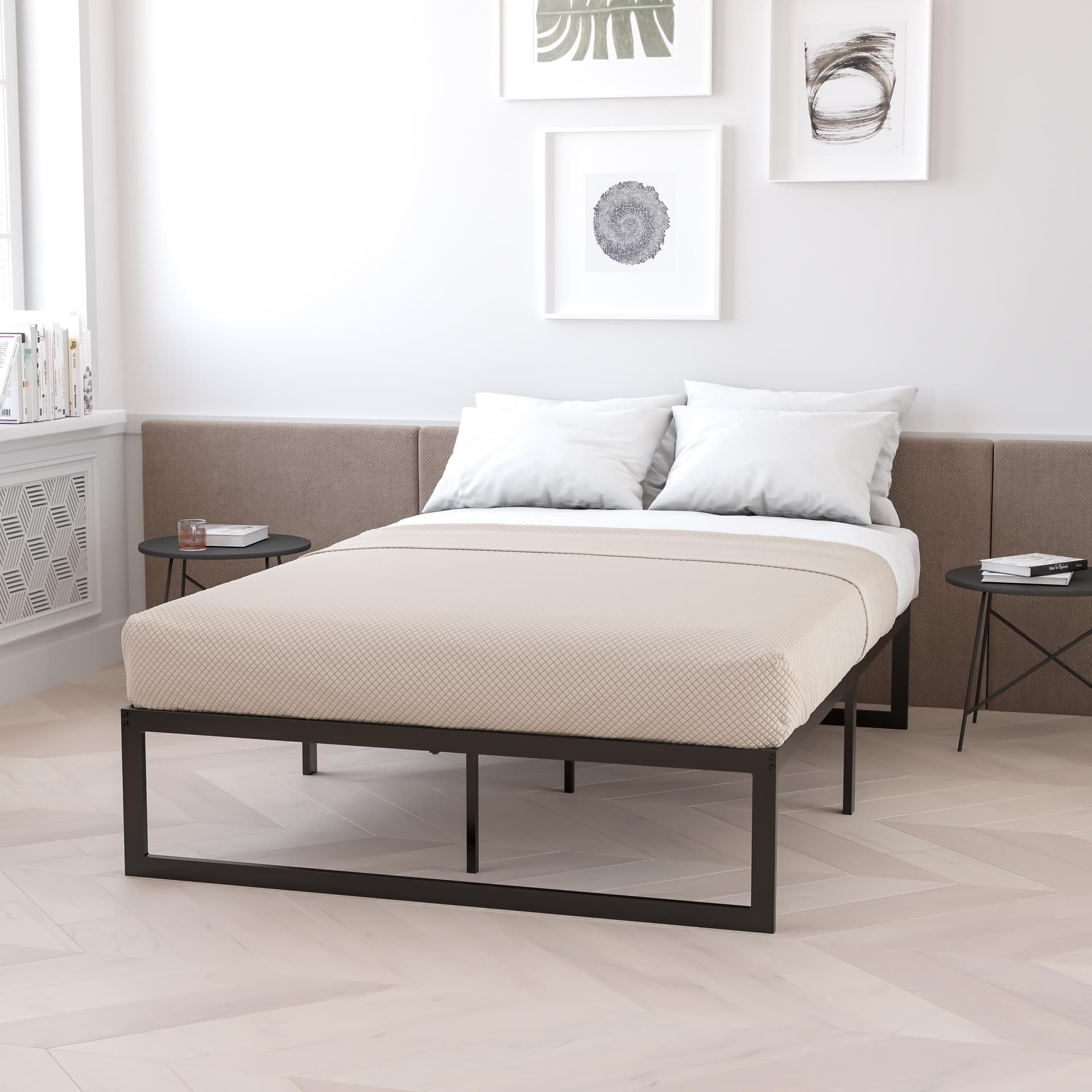 14" Twin Platform Bed Frame & 12" Mattress in a Box - No Box Spring Required