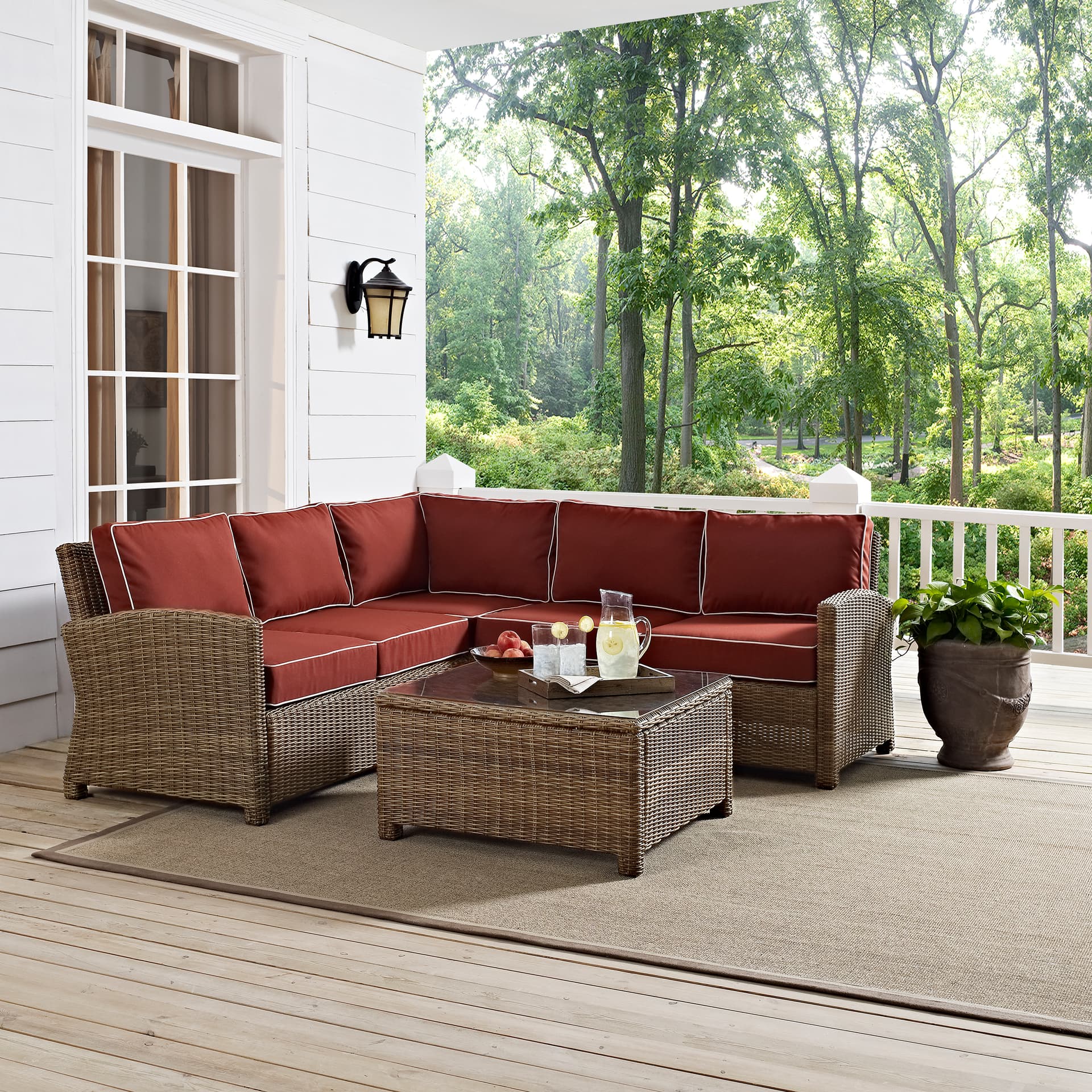 Bradenton 4Pc Wicker Outdoor Sectional Patio Furniture Set