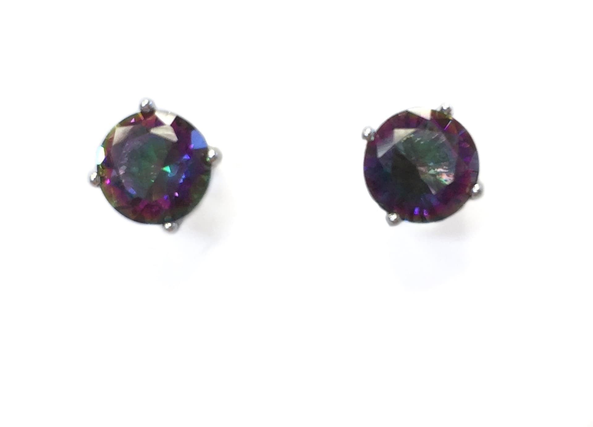 6Mm Tanzanite Cubic Zirconia & Sterling Silver Post Earring