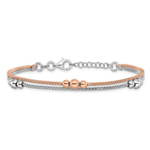 Sterling Silver Rhodium Plated Double Bracelet