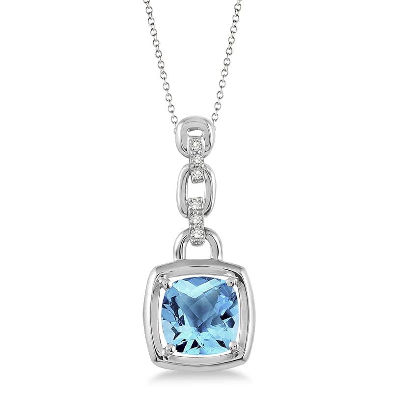 Blue Topaz and Diamond Necklace