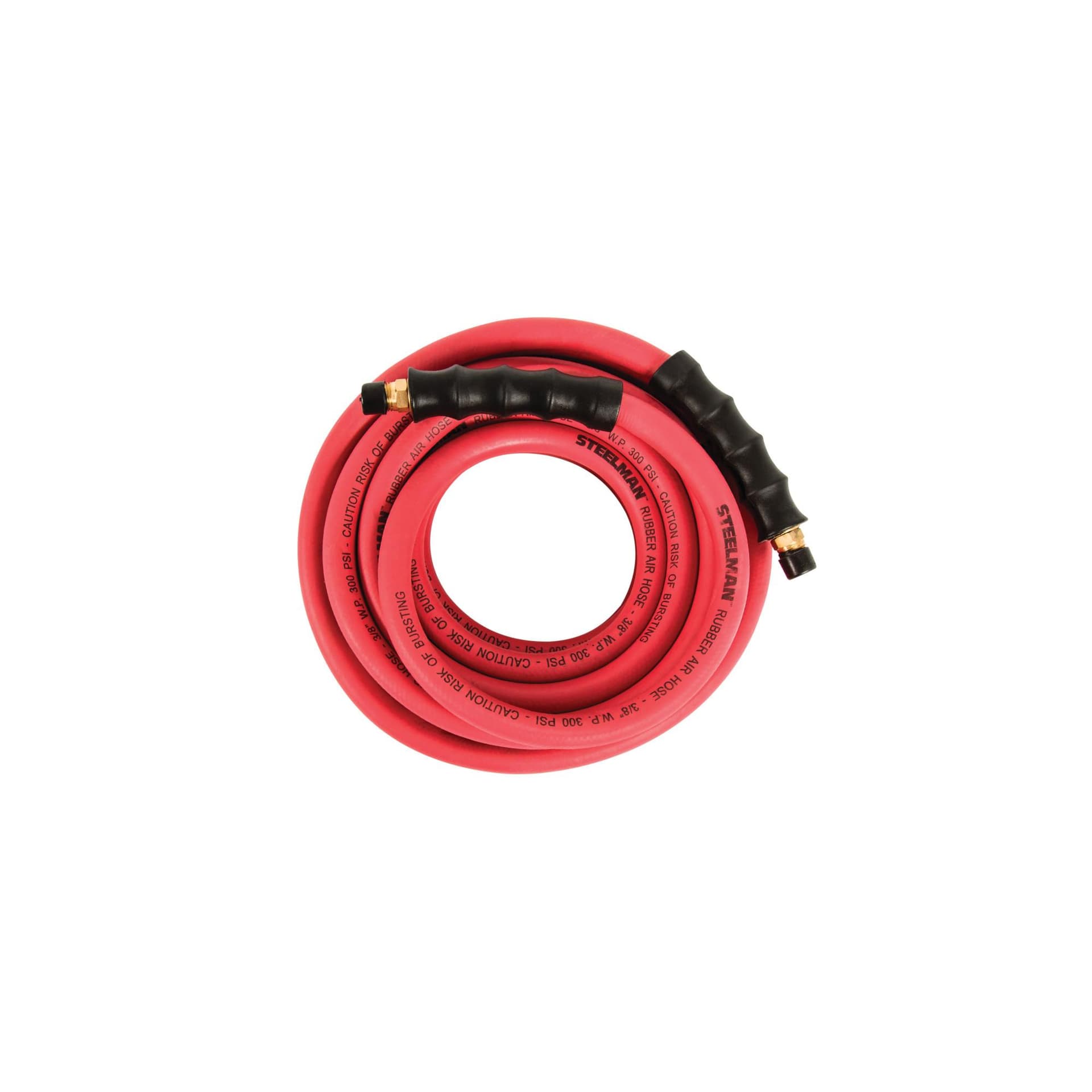 Steelman 25-Foot x 3/8" ID Rubber Air Hose with 1/4" NPT Brass Fittings