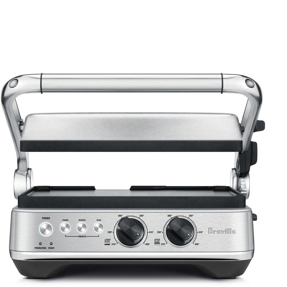 Sear and Press Indoor Electric Smokeless Grill with Reversible Plates and Independent Temperature Co