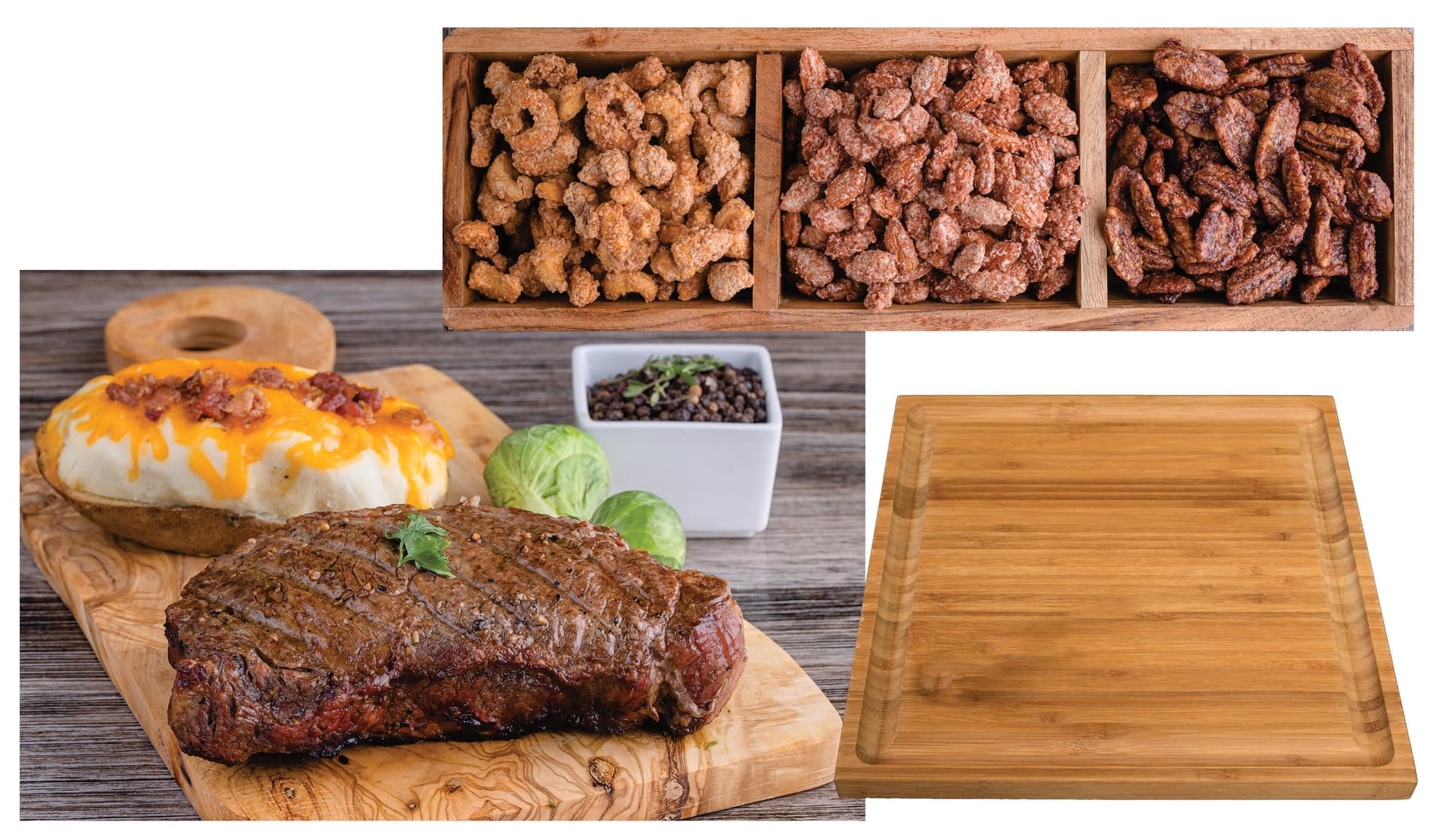 NY Strip & Twice Baked Potato w/Nut Trio
