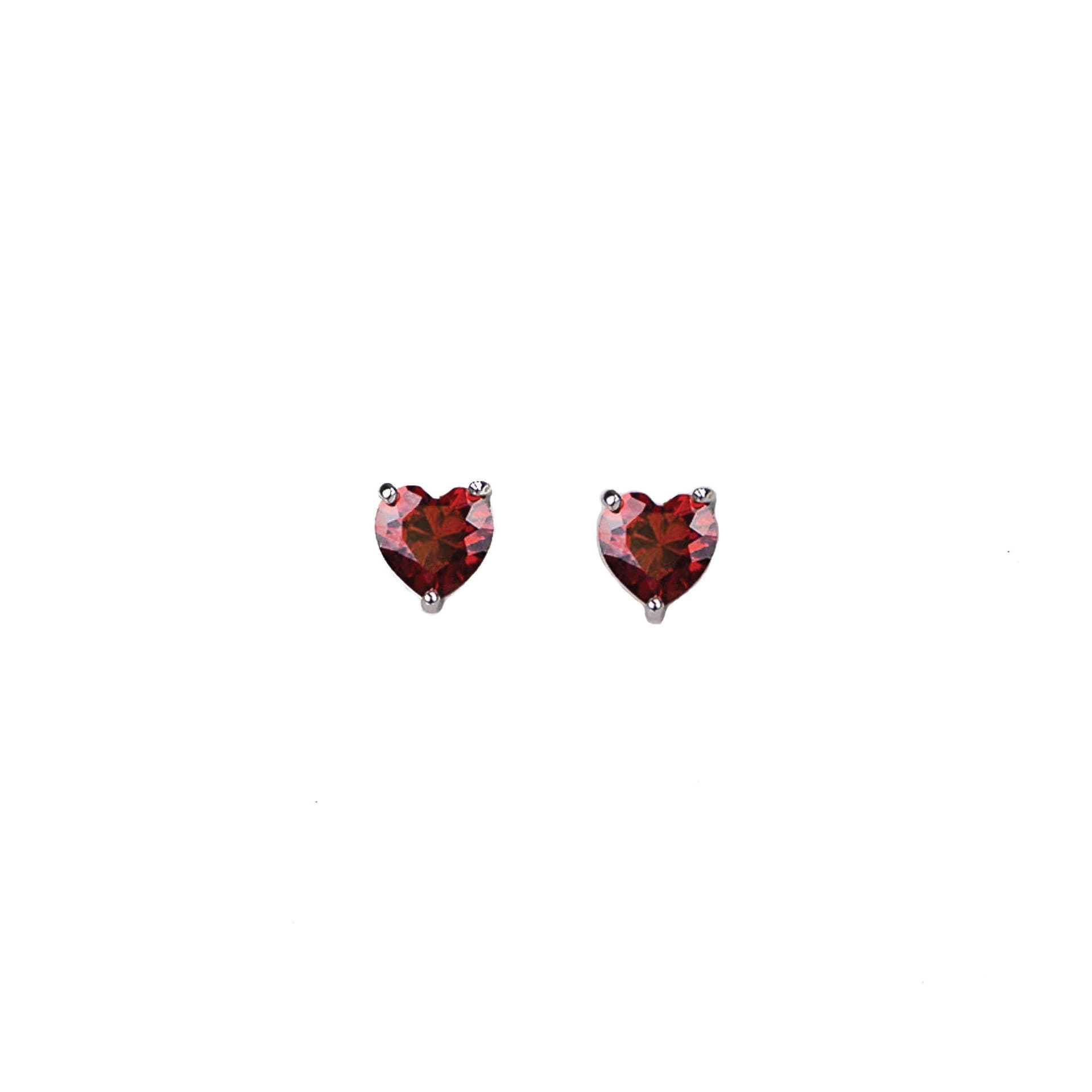 Petite Red Heart CZ Earrings